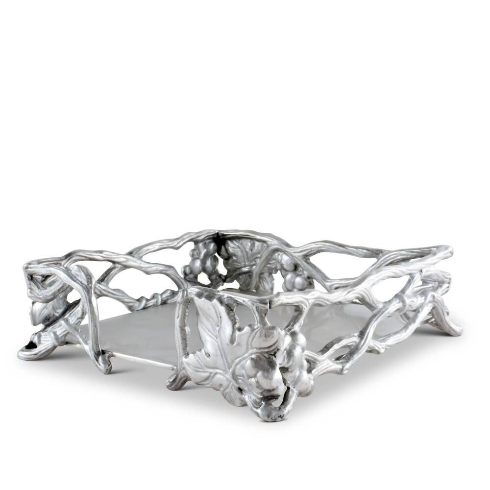 NEW ARTHUR COURT grape open vine napkin box in silver